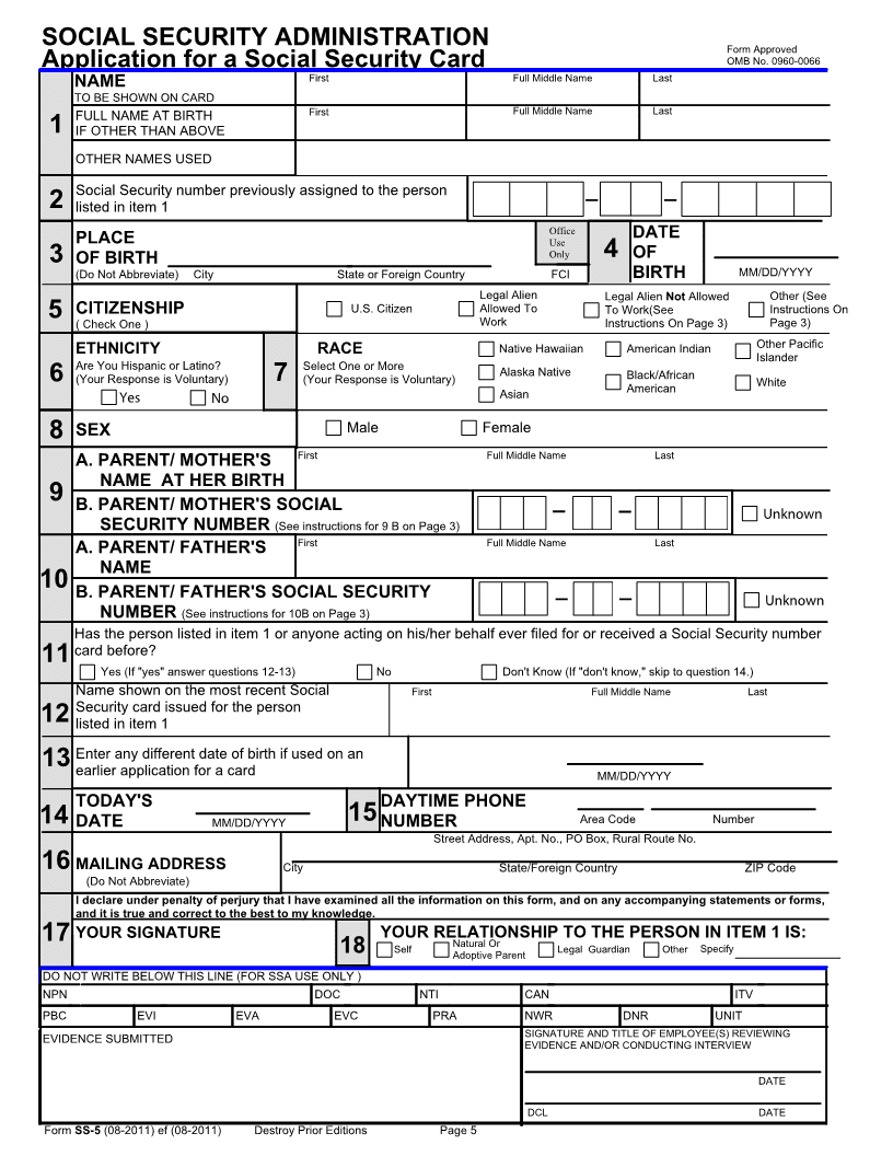 Download Free Social Security Forms