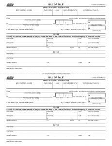 free bill of sale for car template in california