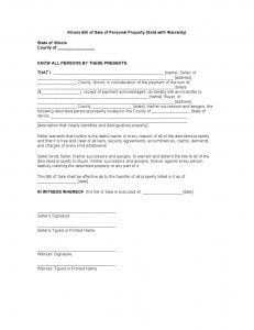 Download Free Illinois Bill of Sale of Personal Property | Form Download