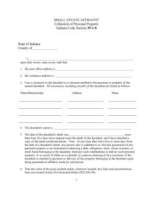 Download Free Indiana Small Estate Affidavit Form | Form Download