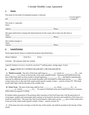 Download Free Colorado Monthly Lease Agreement | Form Download