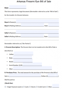 Download Free Arkansas Firearm/Gun Bill Of Sale Form | Form Download