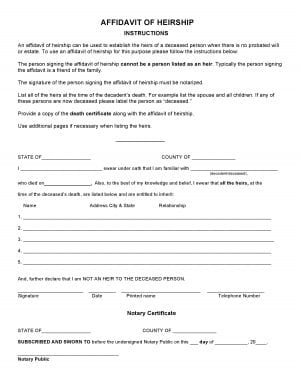 Download Free Arkansas Affidavit Of Heirship Form 