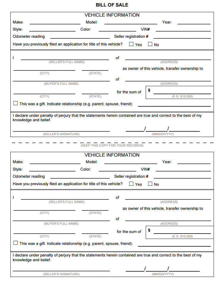 generic simple bill of sale