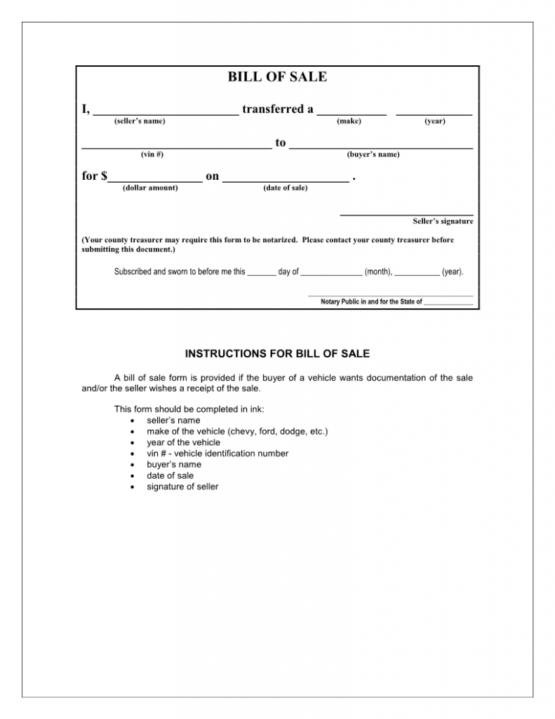 Iowa Bill of Sale Form