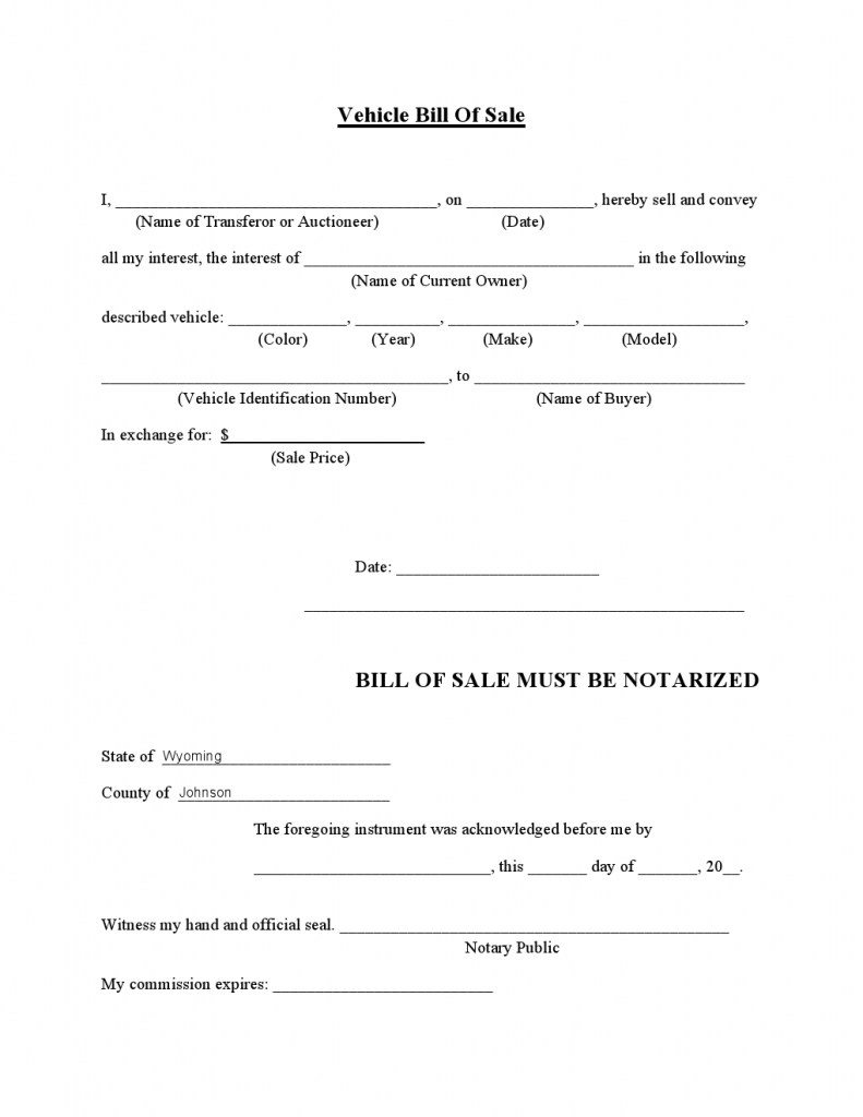 Notarized Bill Of Sale Iowa Standsilope   Johnson Country Vehicle Bill Of Sale 791x1024 