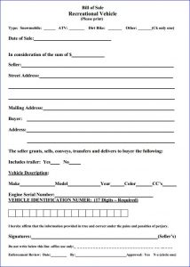 Download Free Massachusetts Recreational Vehicle Bill Of Sale Form ...