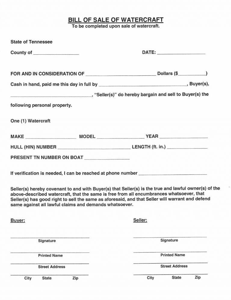 Download Free Bill of Sale Forms Form Download