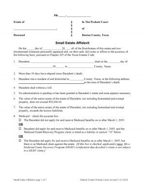 Download Free Denton County Texas Small Estate Affidavit Form | Form ...