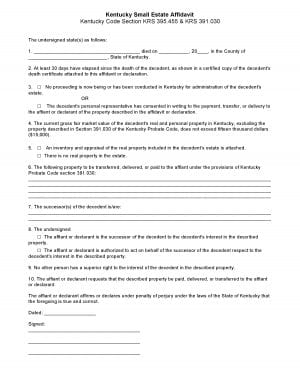 Download Free Kentucky Small Estate Affidavit Form | Form Download