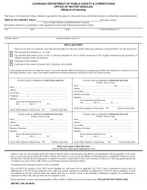 Download Free Louisiana Affidavit of Heirship Vehicle Only Form – 1696 ...